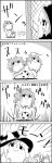  4koma arms_up ball bow cirno clenched_hands comic commentary_request crossed_arms emphasis_lines facepalm goal greyscale hair_bow hat hat_bow highres hijiri_byakuren hood ice ice_wings kirisame_marisa kumoi_ichirin long_hair monochrome motion_lines mouse_tail multicolored_hair nazrin no_humans short_hair soccer soccer_ball tail tani_takeshi touhou translation_request two-tone_hair wings witch_hat yukkuri_shiteitte_ne 
