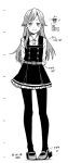  1girl arashio_(kantai_collection) commentary_request dress frilled_dress frills full_body kantai_collection kawashina_(momen_silicon) long_hair long_sleeves monochrome pantyhose pinafore_dress remodel_(kantai_collection) solo standing 
