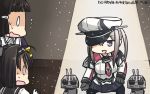  0_0 3girls akizuki_(kantai_collection) armband black_gloves brown_hair capelet celtic_knot cherry_blossoms chou-10cm-hou-chan commentary dated flying_sweatdrops gloves graf_zeppelin_(kantai_collection) hachimaki hamu_koutarou hat headband highres iron_cross kantai_collection long_hair multiple_girls myoukou_(kantai_collection) necktie pantyhose peaked_cap school_uniform serafuku solid_oval_eyes sunglasses sweatdrop 