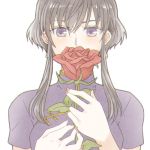  1girl blue_eyes blush covering_mouth fire_emblem fire_emblem:_seisen_no_keifu flower futatsuki_(perfect_lovers) holding holding_flower lakche_(fire_emblem) looking_at_viewer portrait rose simple_background solo white_background 
