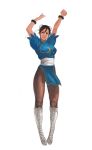  armpits big_breasts brown_hair bun_cover capcom china_dress chinadress chinese_clothes chun-li double_bun double_buns heegur lipstick pantyhose short_hair street_fighter 