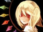  blonde_hair face flandre_scarlet hiz_(pixiv) kunai no_hat no_headwear red_eyes side_ponytail solo touhou wings 