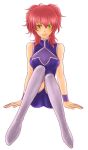  boots breasts cleavage freckles gundam gundam_00 kirarin17 nena_trinity red_hair redhead see-through sitting thigh-highs thigh_boots thighhighs yellow_eyes zettai_ryouiki 