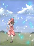  brown_hair cloud clouds hat inuinui lyrica_prismriver meadow music musical_note musical_notes nature petals shoes short_hair skirt sky socks touhou 