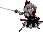  alternate_color bow hairband highres konpaku_youmu red_eyes short_hair silver_hair sword touhou transparent_background transparent_png vector_trace weapon 