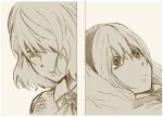  ascot barefoot charin comic hair_over_one_eye hairband kazami_yuuka monochrome plaid_vest sepia sketch touhou 