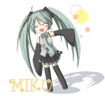  bad_id blush chibi closed_eyes detached_sleeves happy haruhi_ayame hatsune_miku long_hair necktie open_mouth skirt thigh-highs thighhighs twintails very_long_hair vocaloid zettai_ryouiki 
