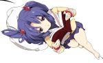  book clannad feet hair_bobbles hair_ornament ichinose_kotomi ixy pillow purple_eyes purple_hair reading school_uniform twintails two_side_up violet_eyes 