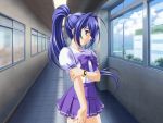  blue_hair game_cg hayase_mitsuki kimi_ga_nozomu_eien long_hair ponytail profile school_uniform watch wristwatch 