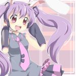  1girl alternate_hairstyle bad_id cosplay hands_on_headphones hatsune_miku hatsune_miku_(cosplay) headphones lowres maruki_(punchiki) reisen_udongein_inaba solo touhou twintails vocaloid 