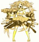  gun monochrome oekaki original sketch skirt todoroki_sora twintails weapon yellow 