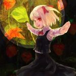  blonde_hair hair_ribbon hair_ribbons hands highres necktie outstretched_arms red_eyes ribbon ribbons rumia short_hair solo spread_arms touhou xero 