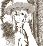  hat monochrome moriya_suwako serizawa touhou 