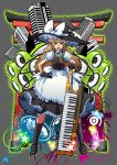  blonde_hair braid glasses gloves green_eyes hat headphones instrument keyboard keytar kirisame_marisa long_hair shike_naoto speaker speakers touhou witch_hat 