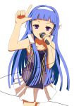 bangs blue_hair blunt_bangs hair_tubes highres kannagi kuroi_hitsuji long_hair microphone nagi solo 