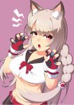  artist_request azur_lane blue_nails claw_pose claws fingernails gao long_fingernails multicolored multicolored_nails nail_polish open_mouth paw_pose red_eyes red_nails sharp_fingernails yuudachi_(azur_lane) 