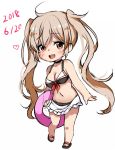  bikini commentary_request heart kantai_collection long_hair mashiro_aa murasame_(kantai_collection) swimsuit twintails 