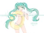  1girl 2018 ;) absurdres aqua_eyes aqua_hair artist_name bikini blush bow character_name collarbone copyright_name cowboy_shot dated floating_hair hair_between_eyes hair_bow hatsune_miku highres holding innertube long_hair looking_at_viewer navel one_eye_closed sketch smile solo standing striped striped_bikini striped_bow swimsuit thyme_(4749874974) transparent twintails very_long_hair vocaloid 