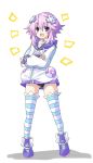  1girl black_panties choker d-pad d-pad_hair_ornament hair_between_eyes hair_ornament iwasi-r neptune_(choujigen_game_neptune) neptune_(series) panties pantyshot purple_hair smile underwear violet_eyes white_background 