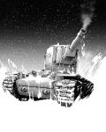  greyscale ground_vehicle kv-2 military military_uniform military_vehicle monochrome motor_vehicle no_humans original snow snowing tank tukiyofree uniform 