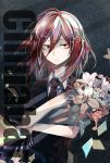  1other androgynous beartoris bouquet character_name flower gem_uniform_(houseki_no_kuni) houseki_no_kuni lily_(flower) looking_at_viewer necktie red_eyes redhead shinsha_(houseki_no_kuni) short_hair solo 