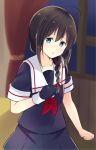  ahoge blue_eyes blush braid brown_hair commentary commentary_request gloves highres kantai_collection looking_at_viewer shigure_(kantai_collection) yukichi_(eikichi) 