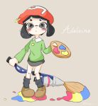  1girl adeleine crossover hal_laboratory_inc. highres hoshi_no_kirby inkling kirby_(series) nintendo nintendo_ead paintbrush paintbrush_(splatoon) splatoon super_smash_bros. tagme 