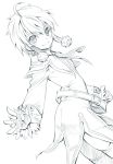  ahoge aisha_(elsword) elsword fingerless_gloves gloves greyscale looking_at_viewer monochrome sakumo_(karatama) short_hair sketch tagme white_background 