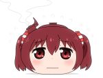  1girl bangs blush closed_mouth commentary_request ebina_nana eyebrows_visible_through_hair flying_sweatdrops hair_between_eyes hair_ornament head himouto!_umaru-chan red_eyes redhead shirosato solo steam teapot twintails wavy_mouth what white_background 