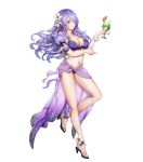  1girl bikini breasts camilla_(fire_emblem_if) cleavage fire_emblem fire_emblem_heroes fire_emblem_if full_body highres large_breasts long_hair nail_polish navel purple_hair sarong solo swimsuit transparent_background violet_eyes 