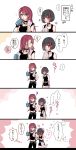  !! ... 2girls ? arm_grab bang_dream! bangs belt black_choker black_hair black_pants black_shirt black_shorts blush bob_cut chino_machiko choker comic cup drinking drinking_straw earrings embarrassed green_eyes hand_on_hip heart holding holding_cup holding_towel jewelry long_hair looking_at_another midriff mitake_ran multicolored_hair multiple_girls notice_lines pants redhead shirt short_hair short_shorts shorts sparkle spoken_ellipsis streaked_hair studded_belt towel towel_around_neck translation_request trembling udagawa_tomoe violet_eyes wristband 