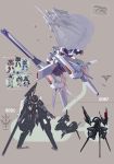  absurdres advance_of_zeta advance_of_zeta_re-boot f90_gundam grey_background gundam highres kenki_fujioka mecha multiple_views no_humans official_art rx-81_g-line simple_background tr-6_woundwort 