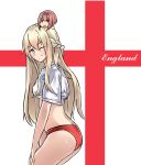  ark_royal_(kantai_collection) bangs blunt_bangs braid french_braid hairband kantai_collection konishi_(koconatu) kuroinu9 red_shorts redhead shorts soccer_uniform sportswear warspite_(kantai_collection) world_cup 