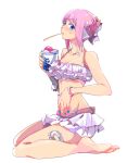  1girl blue_eyes breasts cleavage commentary_request ishiwari miki_sauvester pink_hair short_hair solo star_ocean star_ocean_integrity_and_faithlessness swimsuit 
