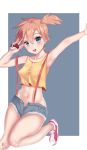  absurdres armpits blue_eyes highres kasumi_(pokemon) light_brown_hair poke_ball pokemon pokemon_(anime) pokemon_(game) pokemon_sm red_footwear risenegi short_shorts shorts suspender_shorts suspenders tagme tank_top 