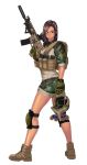  1girl assault_rifle dark_skin fn_scar gun highres marine_corps military military_operator military_uniform mk001black original rifle uniform weapon woodland_pattern 