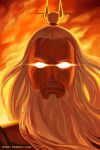 1boy avatar:_the_last_airbender avatar_(series) beard closed_mouth commentary english_commentary face facial_hair glowing glowing_eyes long_hair looking_at_viewer male_focus qinni roku_(avatar) serious solo tied_hair watermark web_address white_hair 
