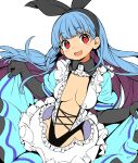  1girl alternate_costume blue_hair bow commentary_request frills gloves hair_bow headband kula_diamond long_hair midriff red_eyes shunin solo the_king_of_fighters 