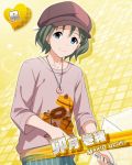  blue_eyea cap character_name dress green_hair idolmaster idolmaster_side-m makio_uzuki short_hair smile 