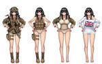  1girl black_hair blue_eyes boots braid breasts gun highres honey_badger_(gun) military military_uniform mk001black original rifle uniform weapon 