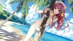  alternate_costume beach bikini blush breasts clouds cloudy_sky derivative_work eyebrows_visible_through_hair forest kamikaze_(kantai_collection) kantai_collection long_hair looking_at_viewer maid maid_cap nature ocean open_mouth outdoors palm_tree pink_eyes pink_hair rosemarry_1911 sky small_breasts swimsuit tree underwear undressing white_swimsuit 