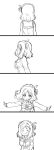  1girl 4koma :3 :d ^_^ arms_at_sides arms_behind_back ascot blush braid closed_eyes closed_eyes closed_mouth comic crown_braid dot_nose facing_away facing_viewer from_side greyscale hair_rings highres long_sleeves looking_at_viewer looking_back love_live! love_live!_sunshine!! medium_hair mezashi_(mezamashi_set) monochrome ohara_mari open_mouth outstretched_arms profile sailor_collar school_uniform serafuku silent_comic simple_background smile solo spread_arms tareme upper_body uranohoshi_school_uniform wavy_hair white_background |3 