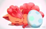  egg full_body mikoko_(mg2) no_humans pokemon pokemon_(creature) sleeping vulpix white_background 