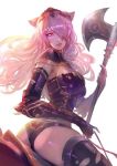  1girl armor ass axe black_armor black_panties boots breasts camilla_(fire_emblem_if) cglas cleavage commentary dragon english_commentary fire_emblem fire_emblem:_kakusei fire_emblem_heroes fire_emblem_if hair_over_one_eye holding holding_axe large_breasts lips long_hair panties purple_hair riding sitting thigh-highs thigh_boots thighs tiara underwear violet_eyes wavy_hair wyvern 
