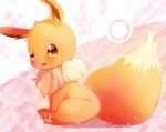  brown_eyes eevee full_body looking_at_viewer mikoko_(mg2) no_humans pokeball_symbol pokemon pokemon_(creature) sitting tongue tongue_out 