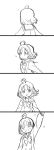 /\/\/\ 1girl 4koma :d ^_^ ahoge arm_up arms_at_sides braid closed_eyes comic dot_nose expressionless facing_away facing_viewer from_side greyscale hair_ornament hair_ribbon happy highres long_sleeves looking_at_viewer love_live! love_live!_sunshine!! mezashi_(mezamashi_set) monochrome motion_lines neck_ribbon open_mouth parted_lips ribbon sailor_collar school_uniform serafuku short_hair side_braid silent_comic simple_background smile solo takami_chika tareme upper_body uranohoshi_school_uniform waving white_background |d 