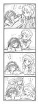  4koma bar bbb_(friskuser) black_hair bow bowtie cleaning comic cup cutlass_(girls_und_panzer) drinking_glass flint_(girls_und_panzer) girls_und_panzer glass greyscale hairband hat highres holding holding_drinking_glass jacket jacket_on_shoulders maid_headdress monochrome ogin_(girls_und_panzer) ooarai_naval_school_uniform reizei_mako sailor_hat sitting sleeping touhou translation_request zzz 