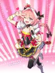  1boy astolfo_(fate) fang fate/grand_order fate_(series) highres microphone one_eye_closed open_mouth redrop solo trap v 