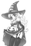  1girl breasts cleavage commentary_request curly_hair dragon_quest dragon_quest_ii dress garter_straps halloween hat kichijou_agata large_breasts long_hair looking_at_viewer open_mouth panties princess princess_of_moonbrook skirt skirt_lift solo underwear 