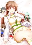  &gt;_&lt; 5girls akagi_(kantai_collection) blue_hakama breasts brown_hair brown_jacket commentary_request food hakama jacket jacket_on_shoulders japanese_clothes kaga_(kantai_collection) kantai_collection kitakami_(kantai_collection) large_breasts long_hair looking_at_viewer midriff military military_uniform minigirl miniskirt multiple_girls muneate naval_uniform navel neckerchief onigiri ooi_(kantai_collection) open_clothes pleated_skirt red_eyes red_hakama remodel_(kantai_collection) rui_shi_(rayze_ray) school_uniform serafuku skirt solo_focus suzuya_(kantai_collection) uniform white_neckwear yellow_serafuku yellow_skirt 